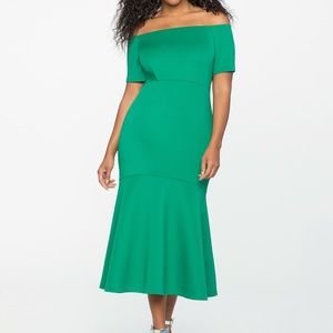 Eloquii green Off the Shoulder Trumpet Gown size 24